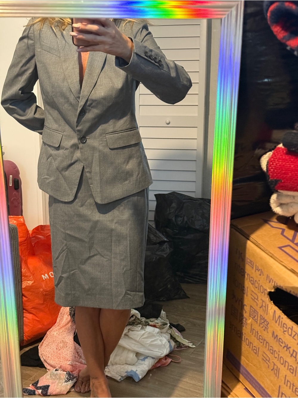 NWT Ann Taylor Gray Skirt Suit Set Size 6| Blazer & Pencil Skirt | Career Office